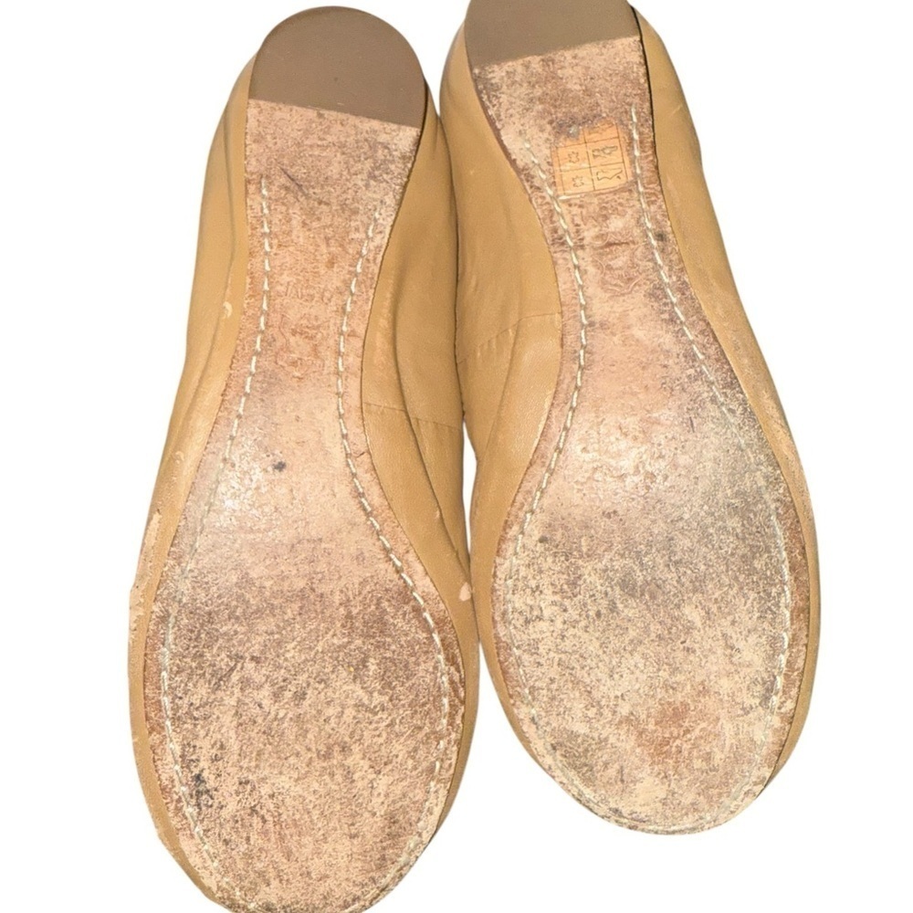 ▶️ Tory Burch ◀️ Caroline Ballet Flat Sand Gold/ Black logo flat shoes 8.5 - Picture 11 of 16